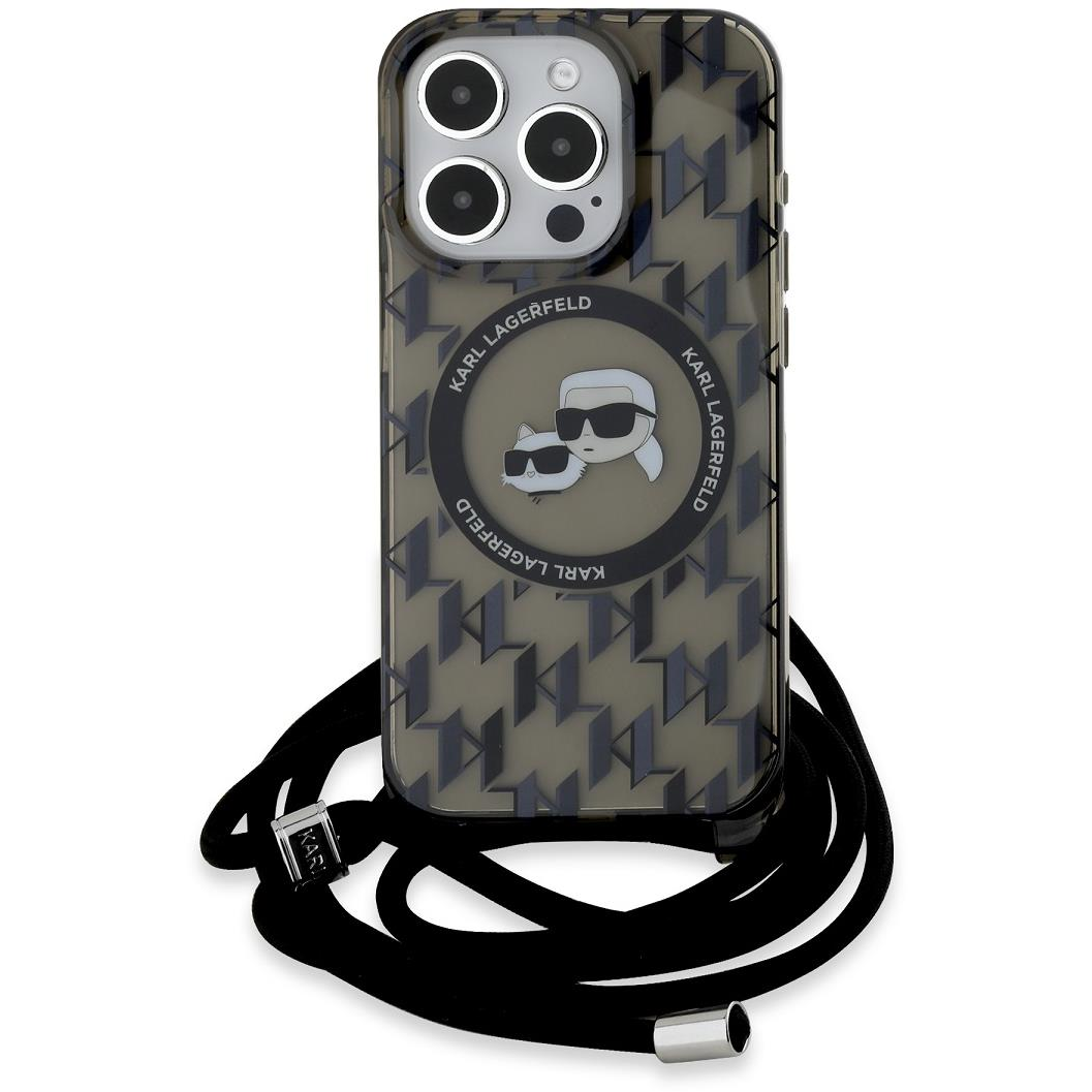 Karl Lagerfeld IML Monogram Crossbody K&CH Heads MagSafe iPhone 15 Pro Max Black tok (KLHMP15XHCKCKLCK)