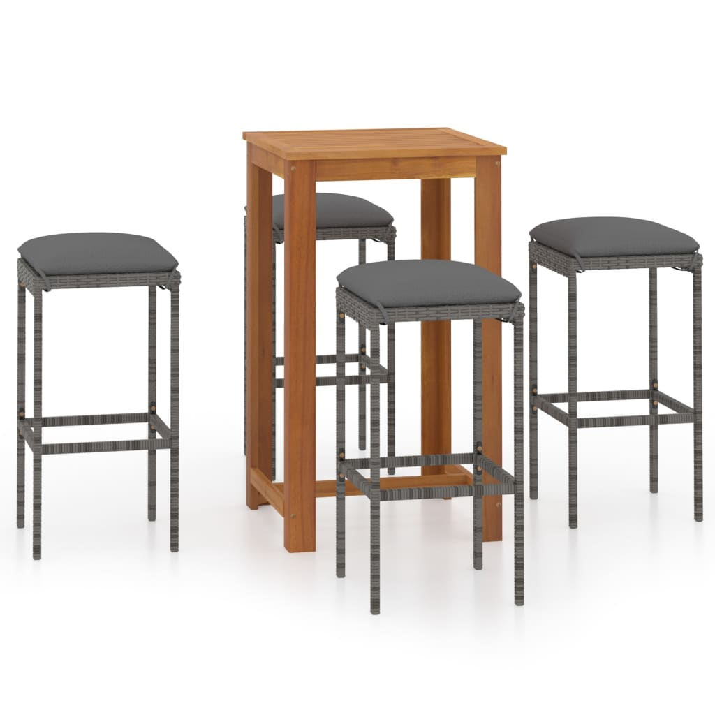 5 részes szürke kerti bárszett párnákkal (3067983)