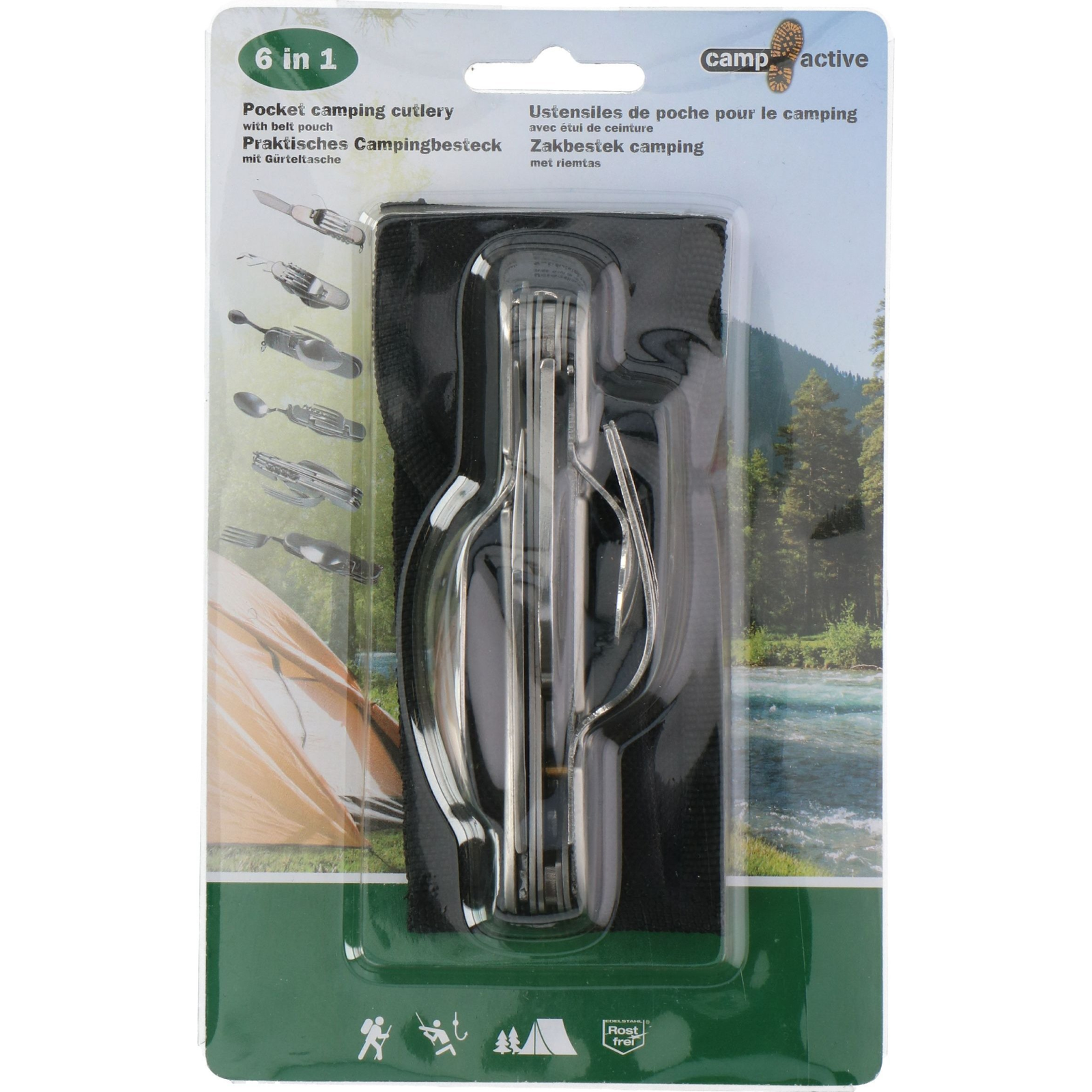 Kemping evőeszköz szett 6in1, 3x10cm összecsukva (869766)