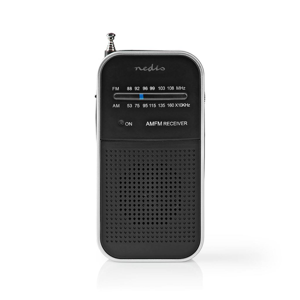 Преносимо радио Nedis, FM/AM антена, Размери на джоба, 1.5W, Сребрист/Черен