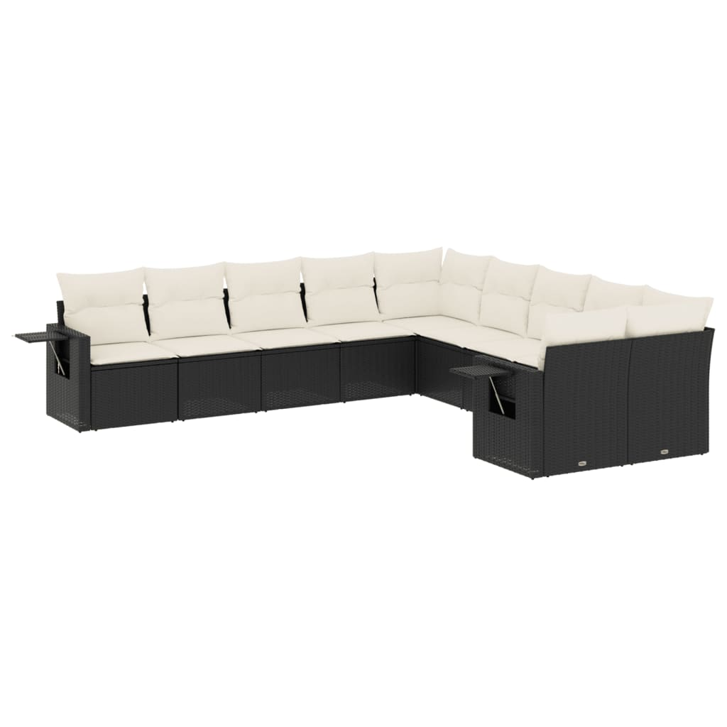 10 részes fekete polyrattan kerti ülőgarnitúra párnákkal (3220705)