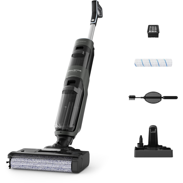 Rowenta X-Clean 4 GZ5037WO aspiradora de pie y escoba eléctrica Aspiradora escoba Batería Seca y húmeda Espuma Sin bolsa 200 W Aluminio, Gris