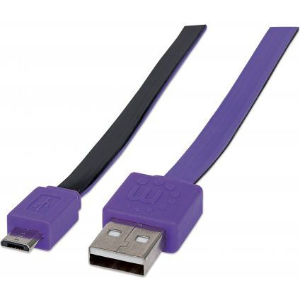 Manhattan 391368 USB-kabel USB 2.0 1 m USB A Micro-USB B Zwart, Paars