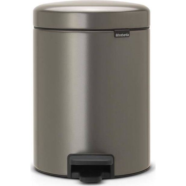 Brabantia NewIcon pedálos hulladékgyűjtő szagmentesen záródó Soft-Close fedél, műanyag tartály, 5L - W méret, acél, platinaszürke - 112683 (920009277)