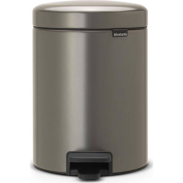 Brabantia NewIcon pedálos hulladékgyűjtő szagmentesen záródó Soft-Close fedél, műanyag tartály, 5L - W méret, acél, platinaszürke - 112683