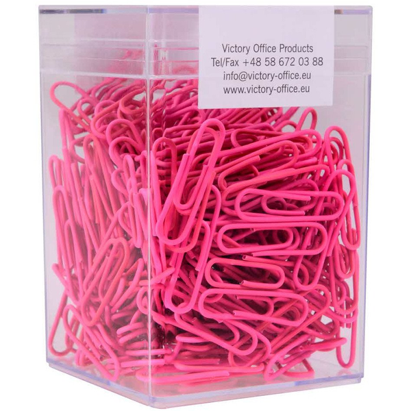 Victory Office Product Spinacze okrągłe 28mm VICTORY OFFICE PRODUCTS 60286H300-095 neonowe różowe metalowe powlekane w pojemniku plastikowym 300szt