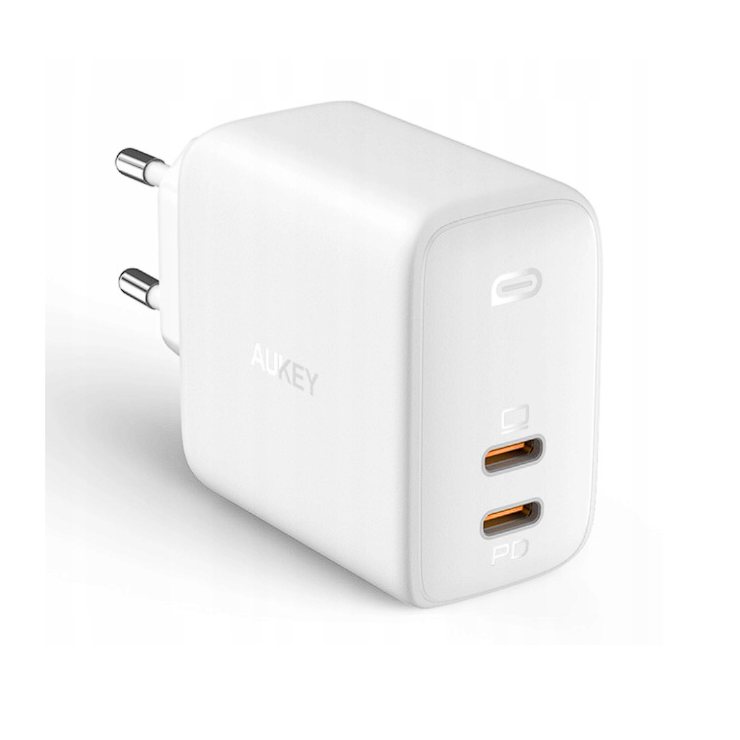 AUKEY PA-B4 Omnia Duo 2x USB-C Hálózati töltő - Fehér (65W) (PA-B4 WHITE)