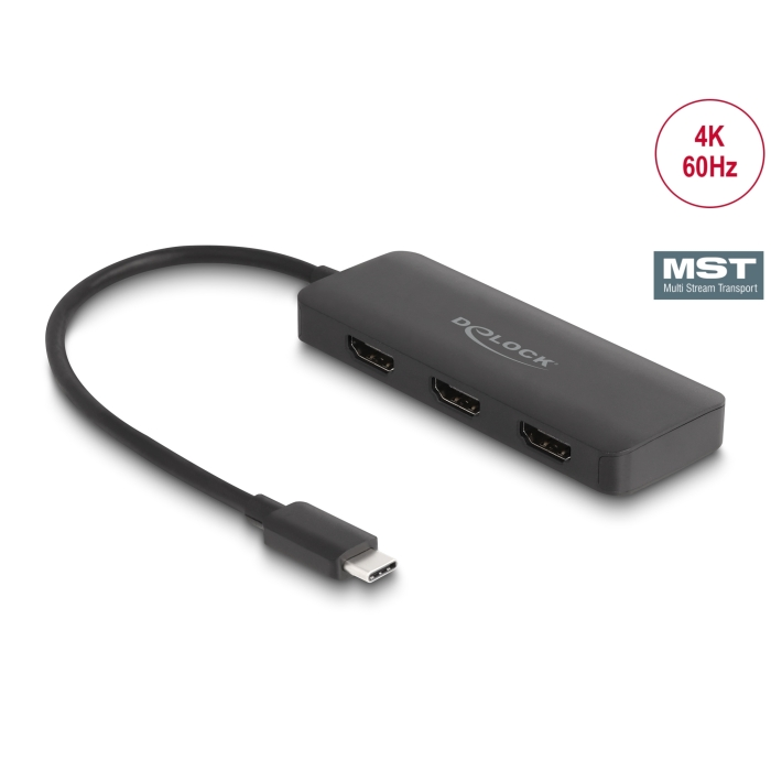 Delock 88040 USB-C HDMI Splitter (1 PC - 3 Kijelző)