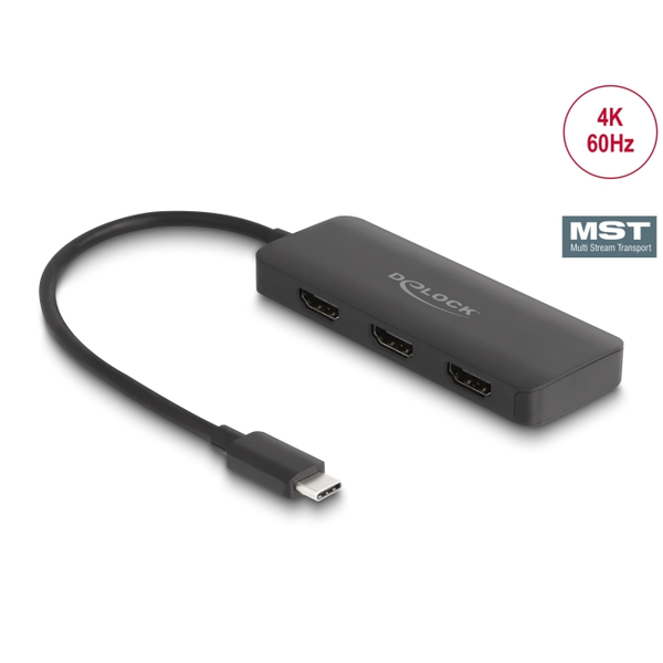 Delock 88040 USB-C HDMI Splitter (1 PC - 3 Kijelző)