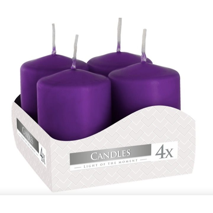 BISPOL Adventi gyertya, lila 4× 60 g (5906927346403)