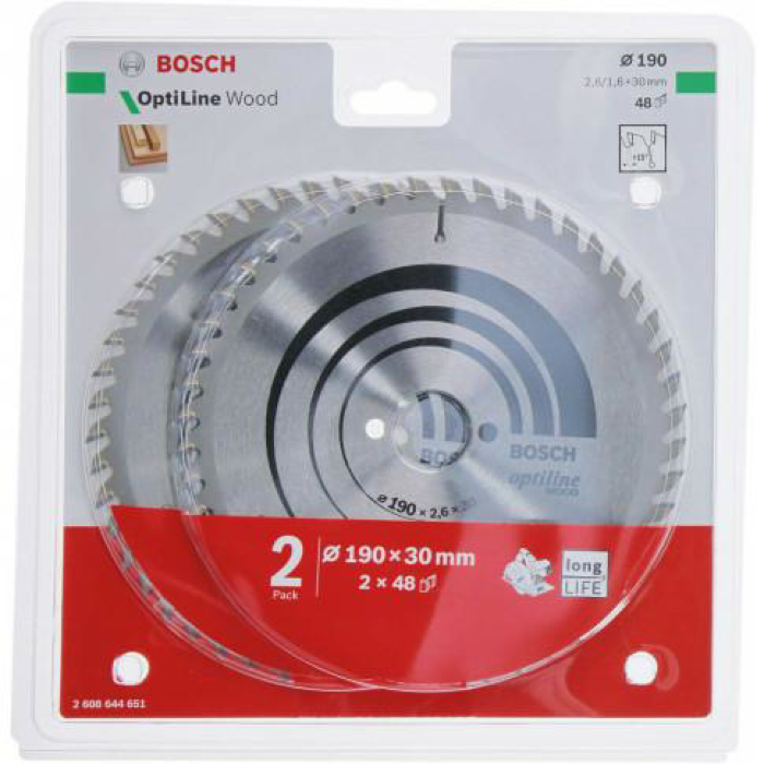 Bosch 2608644651 Körfűrészlap készlet - 190mm (2 db/csomag) (2608644651)