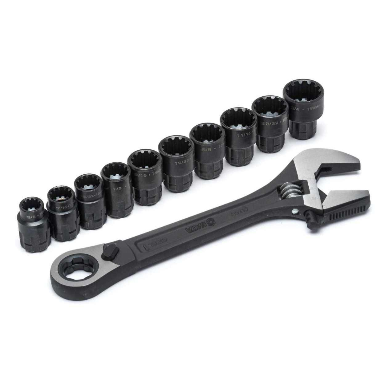 SATA Állítható kulcs 8 cső átmenő racsni 10 DUGÓKULCS METRIKUS HÜVELYK (ST09000)