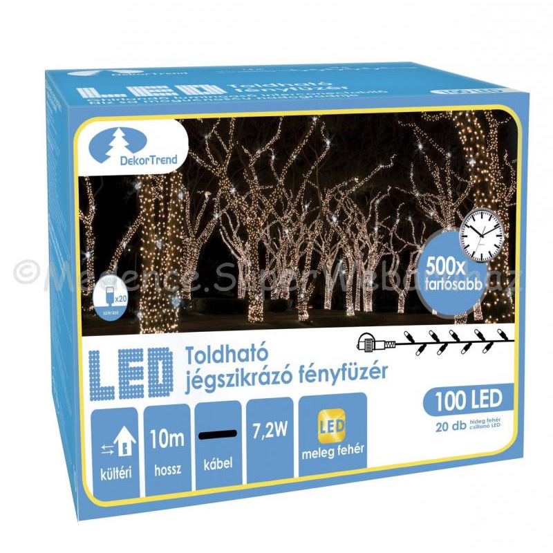 Dekortrend Kontakt LED Spark Kültéri Beltéri fényfüzér 10m - Hidegfehér (KDK 212)