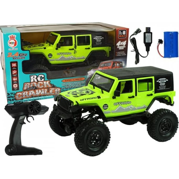 Off-Road Autó Rock Crawler 2.4 Ghz Zöld 4X4 Lengéscsillapítók (7751)