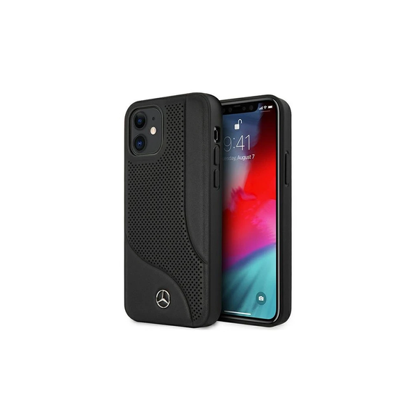 Mercedes MEHCP12SCDOBK iPhone 12 mini 5,4" készülékhez kemény tok, perforált bőr, fekete