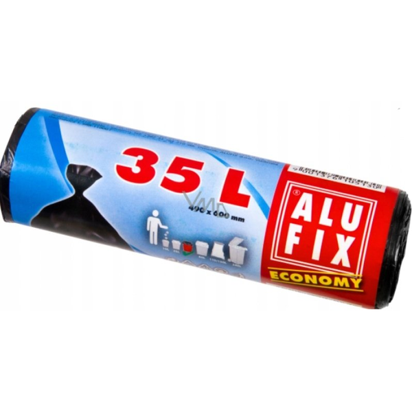 Worki na śmieci ALUFIX Economy, HDPE, 35l, 30 szt., czarna