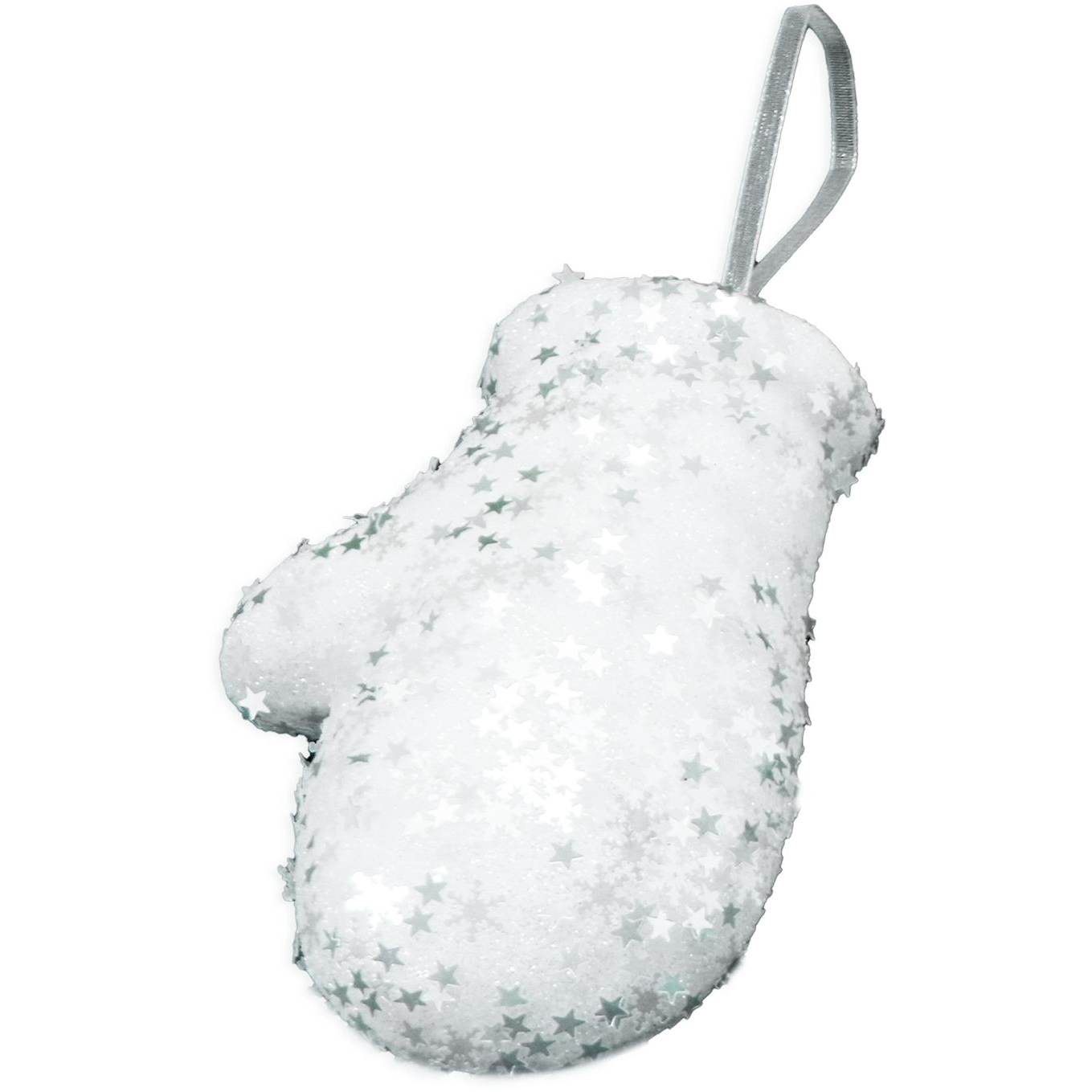 LAALU Karácsonyi dísz - kesztyű, fehér csillámos, 10 cm (LAU-2155)
