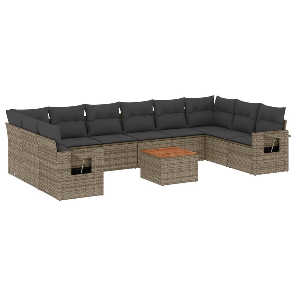 11 részes szürke polyrattan kerti ülőgarnitúra párnákkal (3224737)