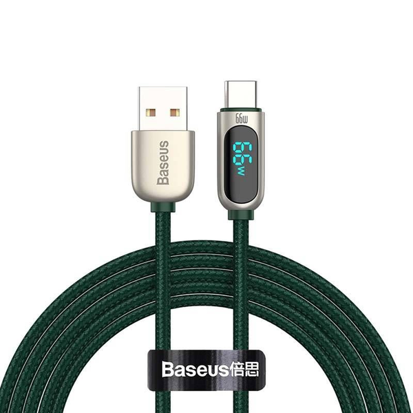 Baseus USB-USB-C kábel kijelzővel, 66W, 1m, zöld (CASX020006)