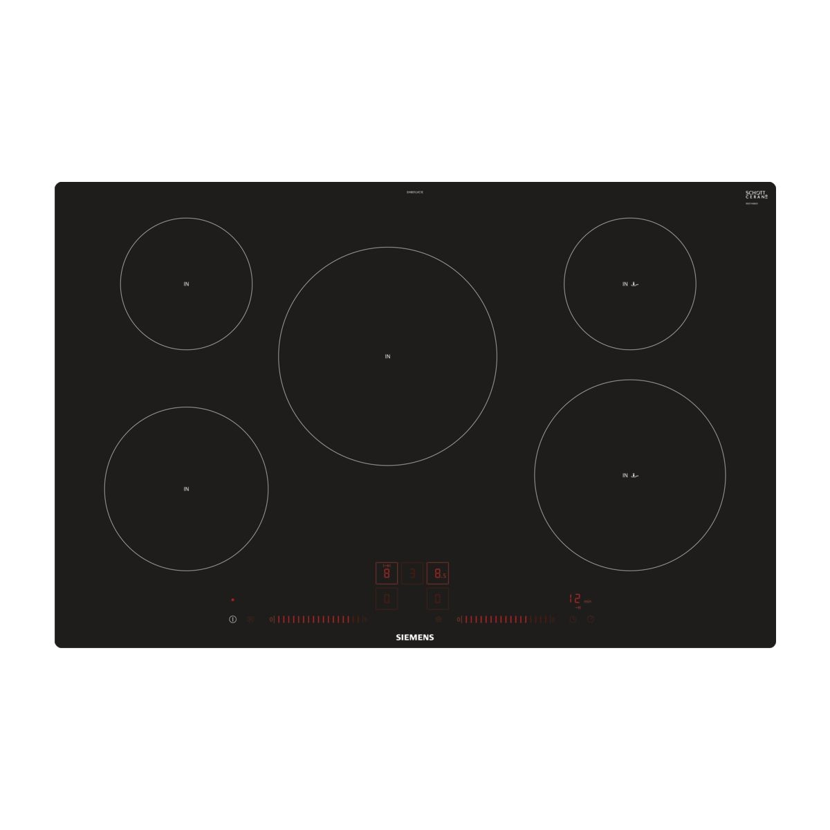 Siemens EH801LVC1E főzőlap Fekete Beépített Zónás indukciós főzőlap 5 zóna (EH801LVC1E)