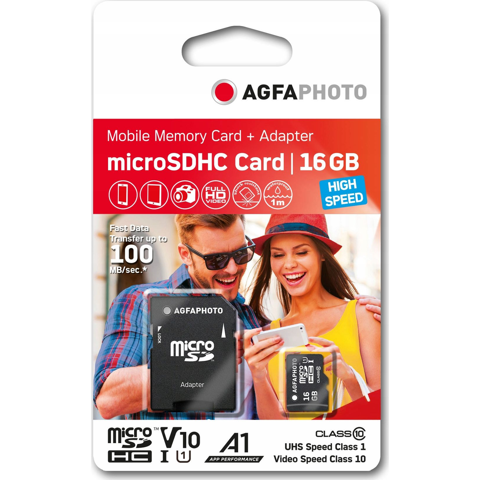 AgfaPhoto MicroSDHC UHS-I 16 GB High Speed Class 10 U1 + Adapter (SB6030)