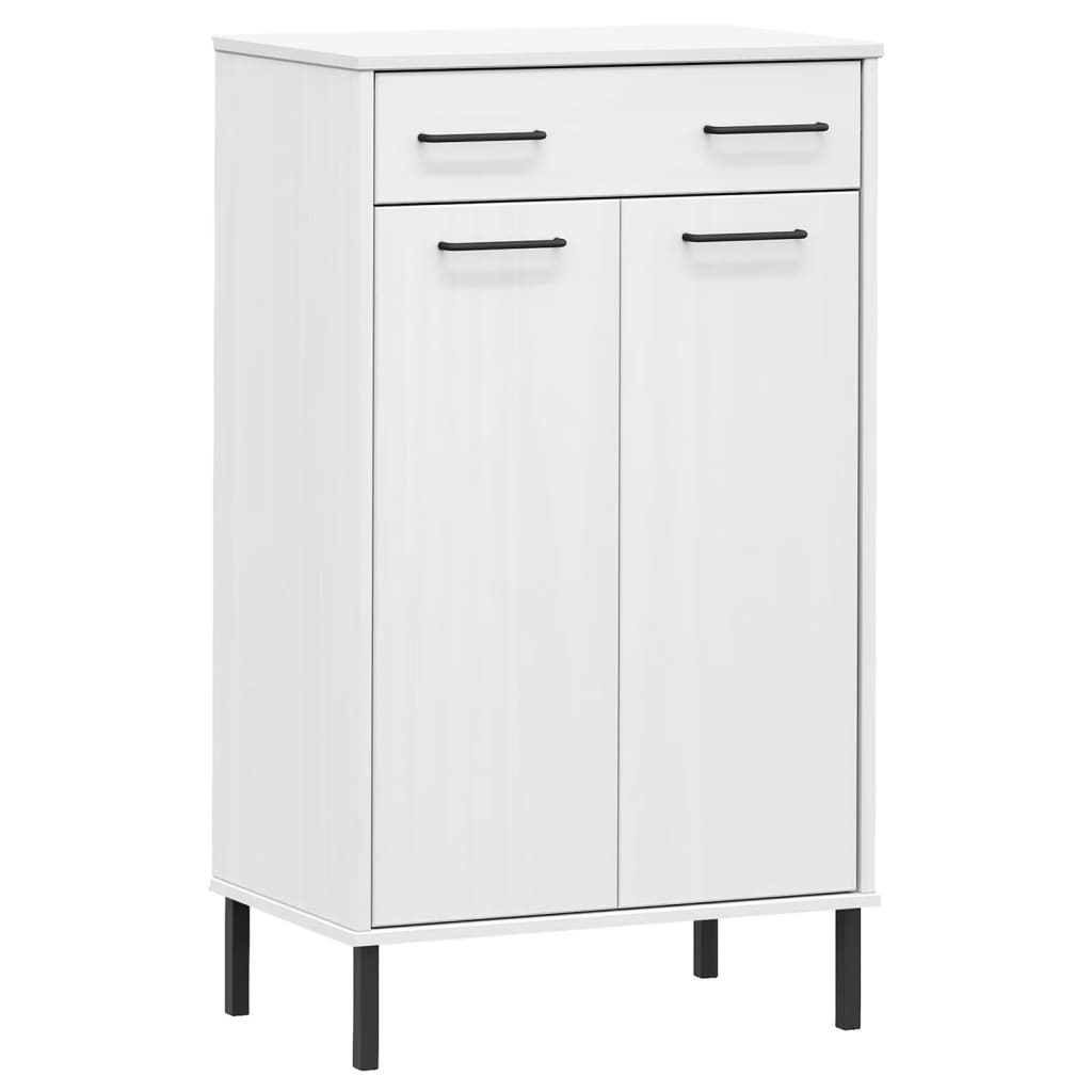 OSLO fehér tömör fenyőfa cipőszekrény fém lábakkal (350987)