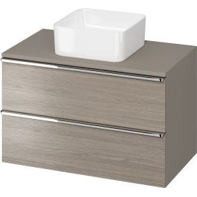 Cersanit Virgo S522-030 mosdótalp, pultra rögzíthető, 2 fiók, soft close, forgácslap, króm fogantyúk, 80 cm, szürke