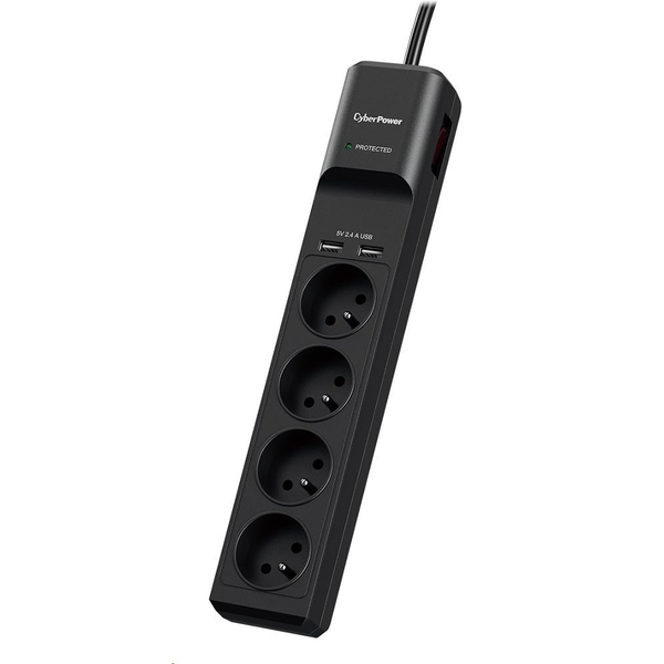CyberPower Tracer III P0420SUD0-FR overspændingsbeskytter Sort 4 AC stikkontakt(er) 200 - 250 V 1,8 m