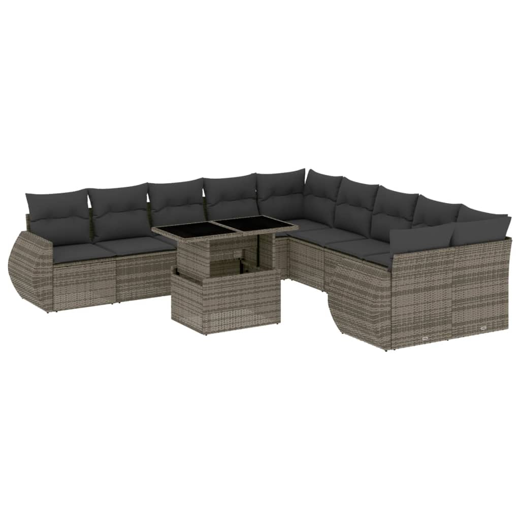 11 részes szürke polyrattan kerti ülőgarnitúra párnákkal (3268800)