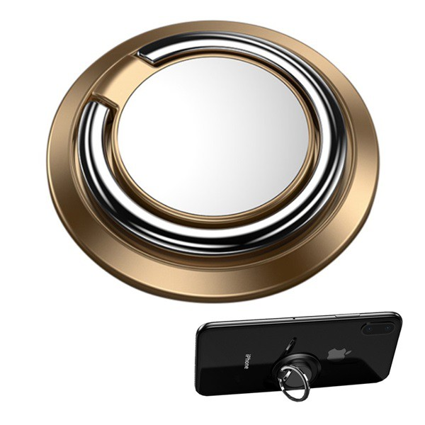 Telefontartó gyűrű (fém, ragasztható, telefon tartó, kitámasztó, 360°-ban forgatható) ARANY