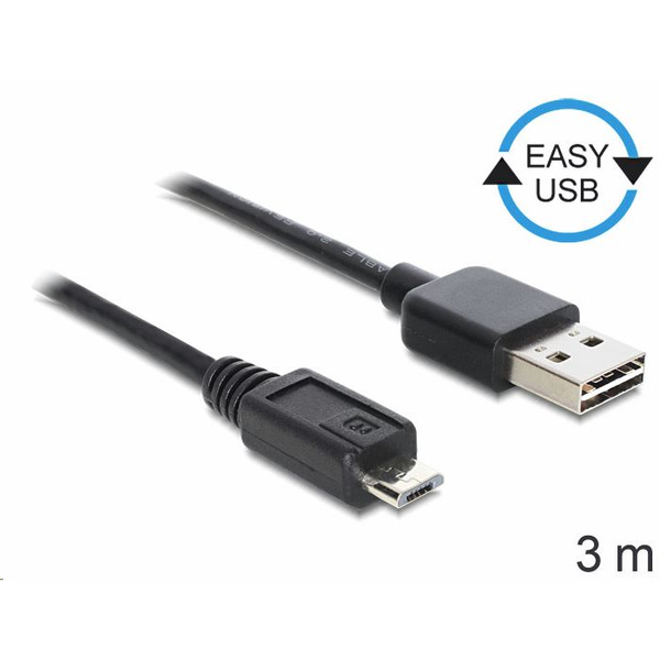 Delock 83368 USB 2.0 -A apa > USB 2.0 micro-B apa kábel 3 m