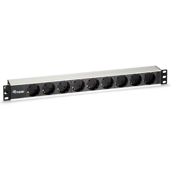 Equip 333292 strømforsyningsenhed (PDU) 9 AC stikkontakt(er) 1U Sort, Sølv