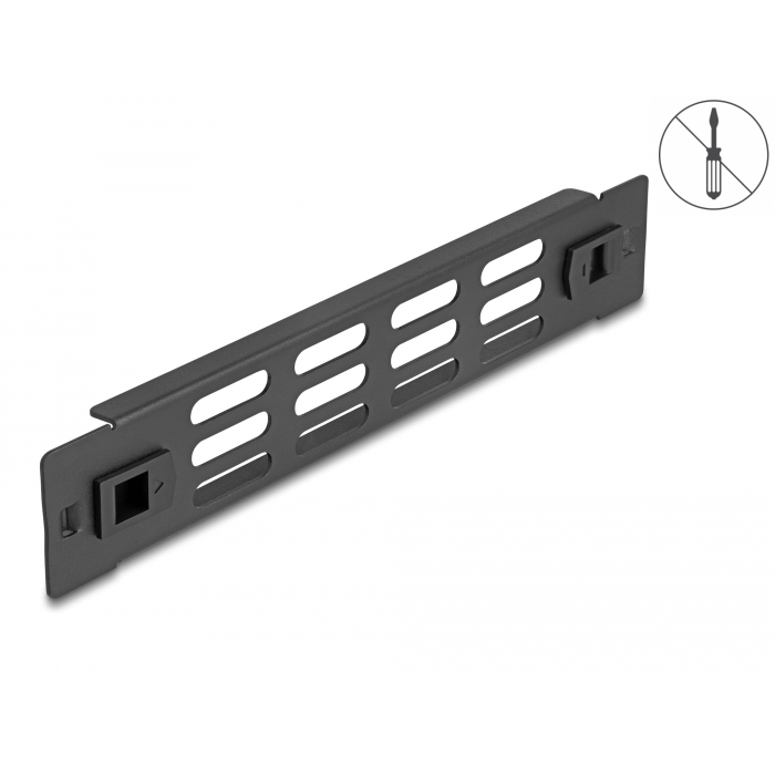 Delock 10 hálózati kabinet panel szellőző nyílásokkal eszköz nélkül beszerelhető 1U fekete (66984) (66984)