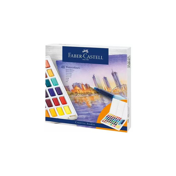 Akvarelové farby Faber-Castell - sada 48 farieb s príslušenstvom