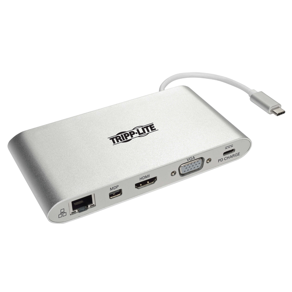 Tripp Lite U442-DOCK1 stații de andocare și replicatoare de porturi pentru calculatoare portabile Prin cablu USB 3.2 Gen 1 (3.1 Gen 1) Type-C Argint