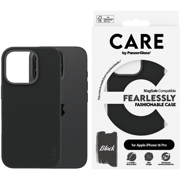 PanzerGlass CARE by PG BLK MagSafe iPhone16 6.3 Pro mobiele telefoon behuizingen Hoes Transparant