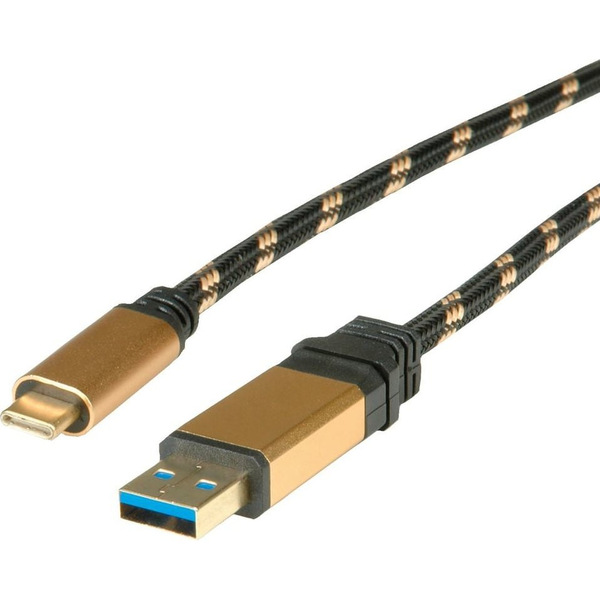 Roline USB kabel USB 3.2 gen. 1 (USB 3.0) USB-A vtič\, USB-C® vtič 0.50 m črna\, zlata zaščiten 11.02.9012