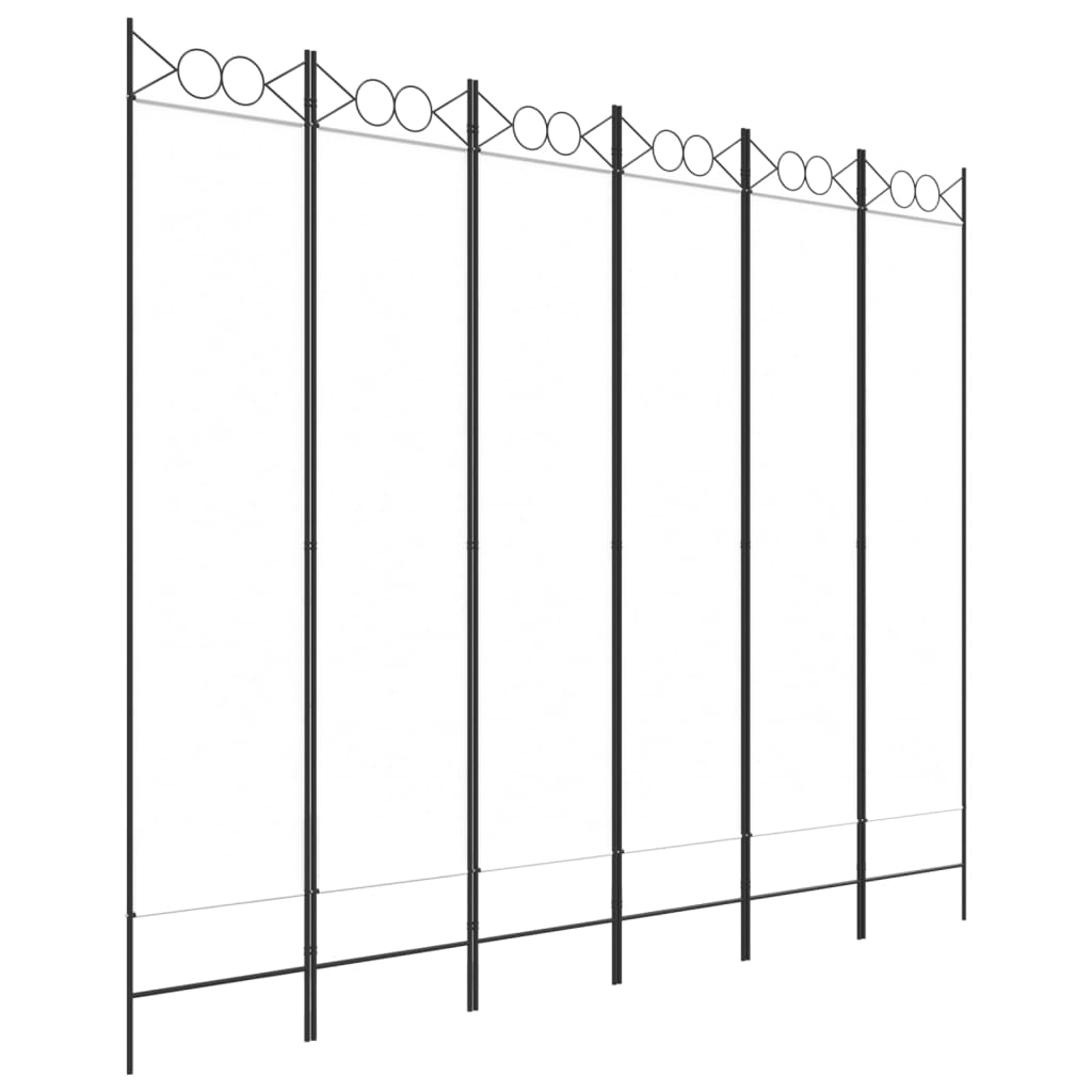 6-paneles fehér szövet térelválasztó 240 x 200 cm (350158)