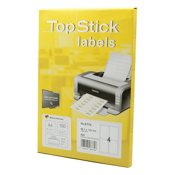 Herma Etikett címke, 99,1 x139mm,univerzális 4 címke/ív, 100 ív/doboz, (8775)