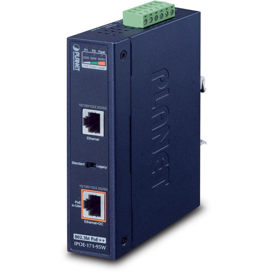 PLANET IPOE-171-95W hálózati kapcsoló Gigabit Ethernet (10/100/1000) Ethernet-áramellátás (PoE) támogatása Kék (IPOE-171-95W)
