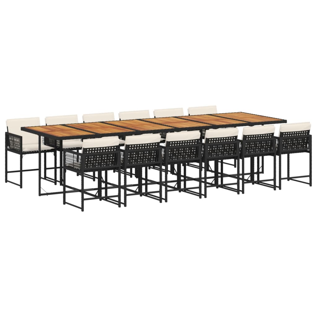 13 részes fekete polyrattan kerti ülőgarnitúra párnákkal (3211491)