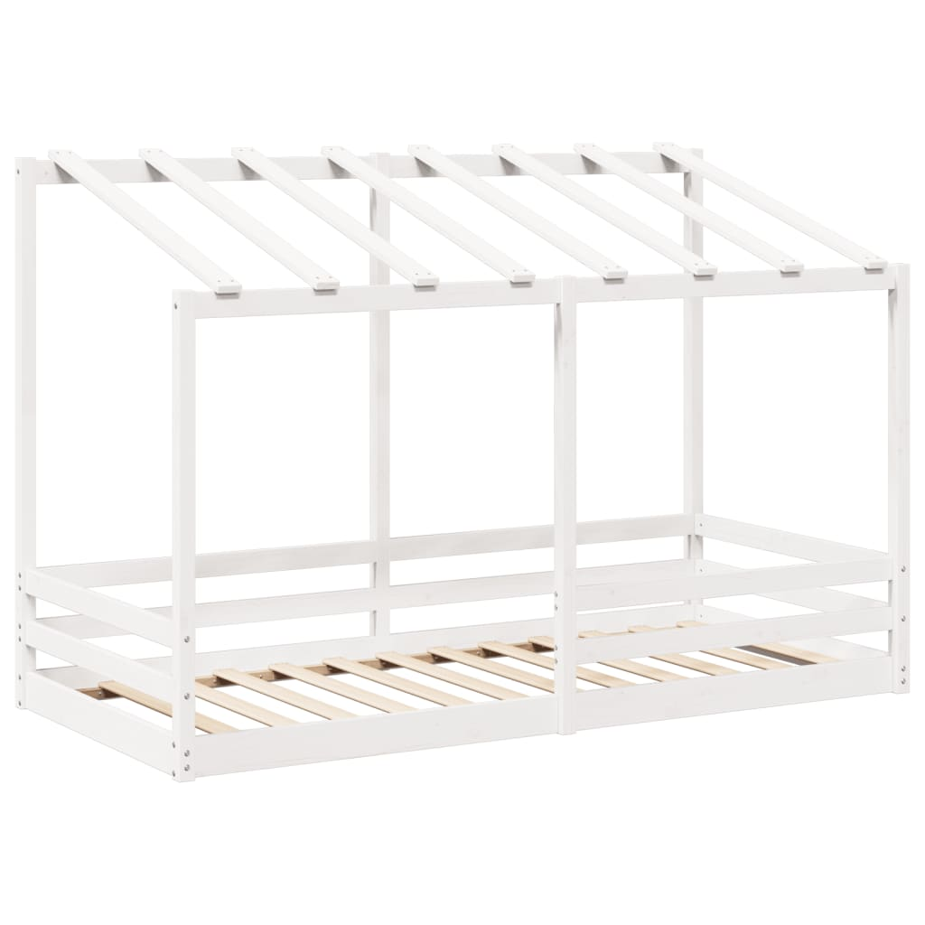 fehér tömör fenyőfa gyerekágy tetővel 90 x 200 cm (847001)