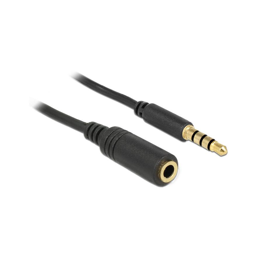 DeLock Extension Cable Audio Stereo Jack 3.5 mm male / female IPhone 4 pin 1m Black (84666)