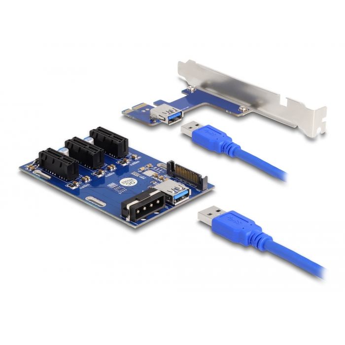 Delock Riser Card PCI Express x1 3 x PCIe x1 50 cm-es USB-kábellel (41442) (41442)