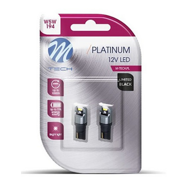 Blister M-TECH Platinum Limited Black LB840W-02B - T10 W5W, 12-24V 2x Dioda LED 4x1616SMD, CANBUS, White