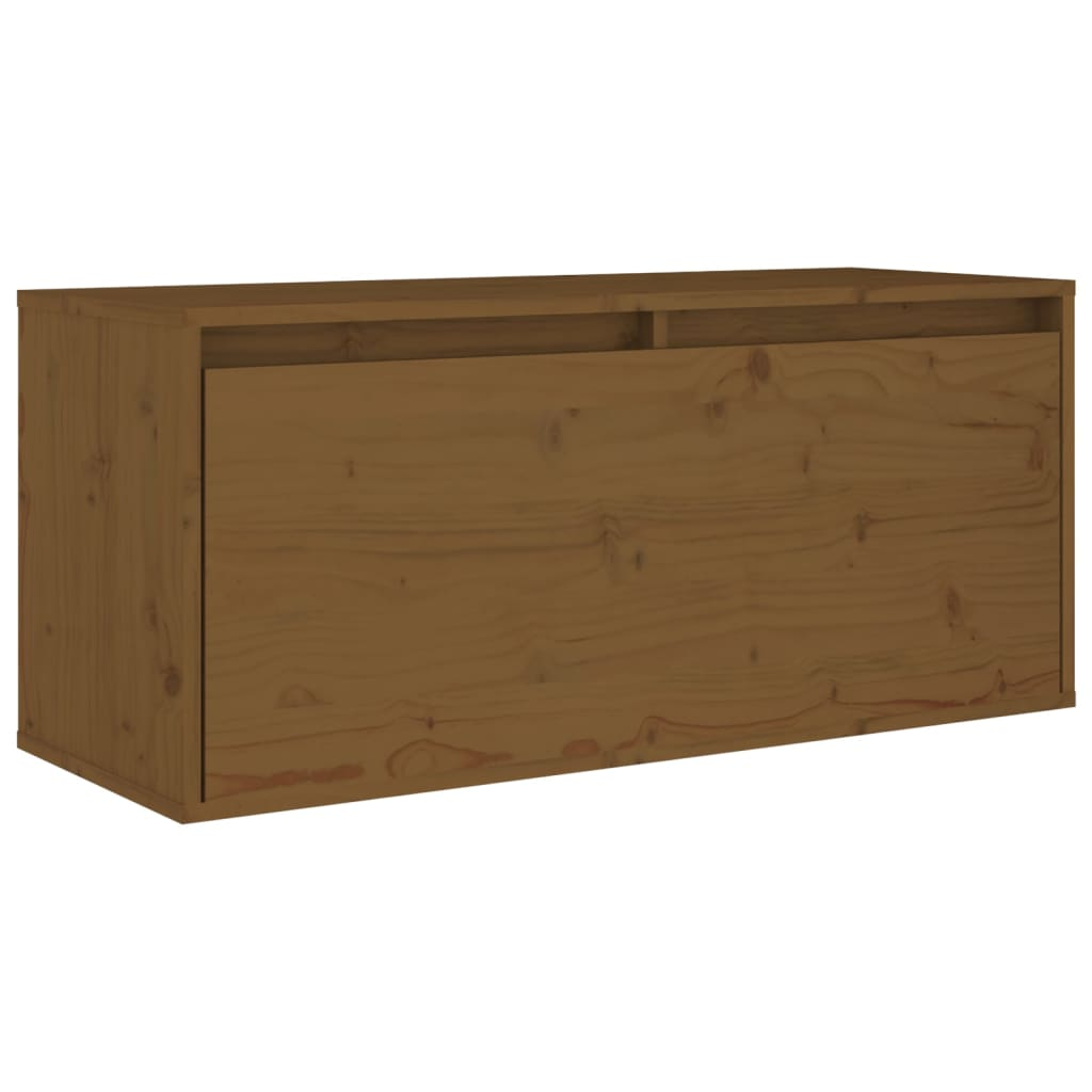 mézbarna tömör fenyőfa faliszekrény 80 x 30 x 35 cm (813461)