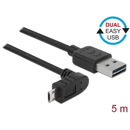 USB 2.0 kabel typ A na Micro-B, zahnutý, 5 m, černý Delock 85561