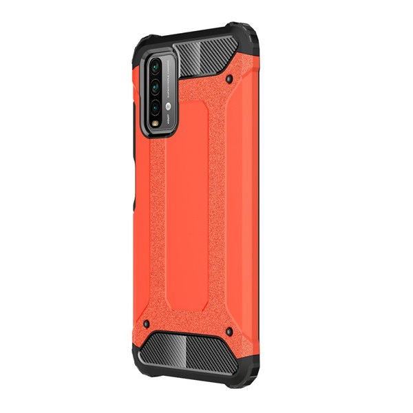 Defender műanyag telefonvédő (közepesen ütésálló, légpárnás sarok, szilikon belső, fémhatás) PIROS [Xiaomi Redmi 9T] (5996591071435)