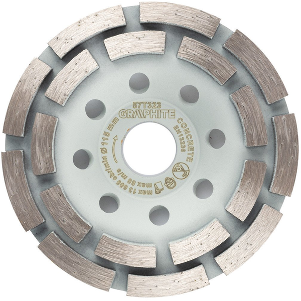 Tarcza diamentowa szlifierska, 2 segmenty, 115 x 22.2 mm, na sucho