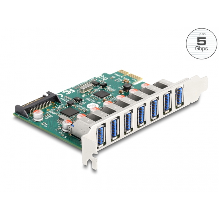 Delock 90104 7x külső USB Type-A 5Gbps port bővítő PCIe kártya (90104)